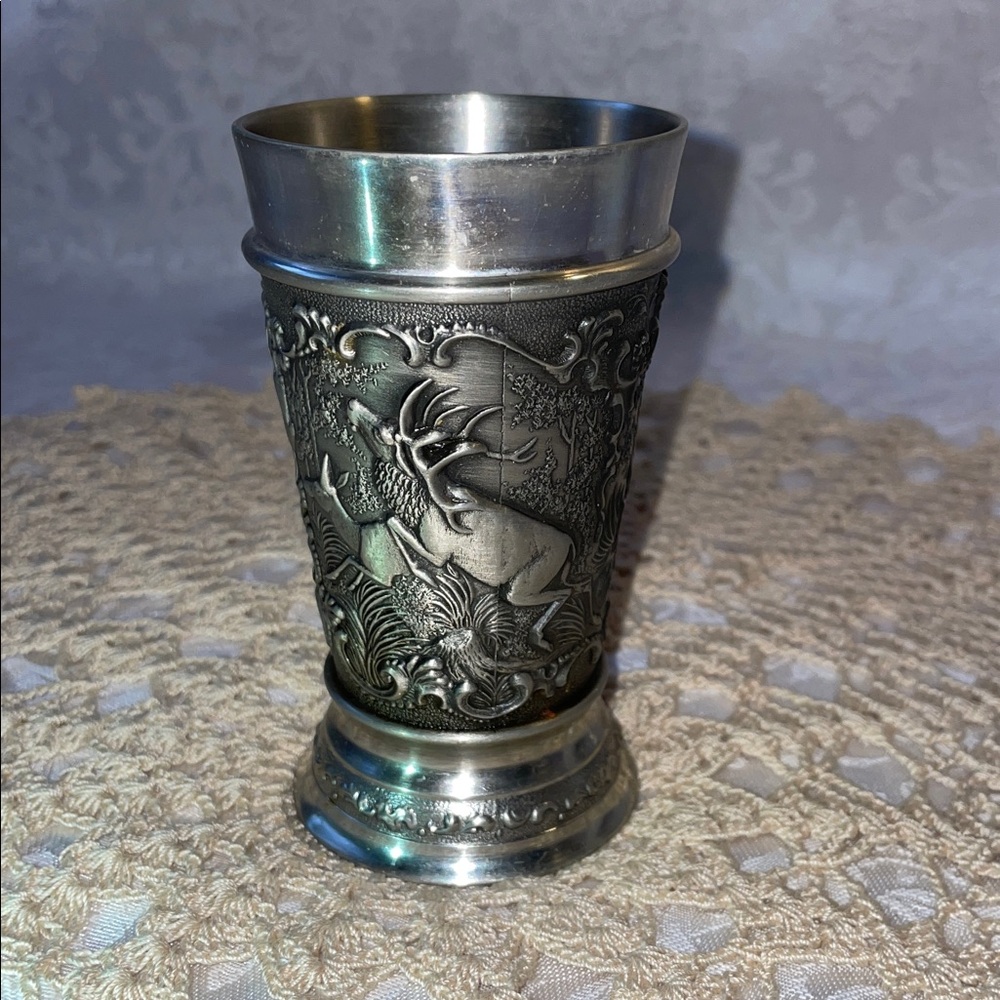 Vintage German 95% Pewter shot glass.  Intricately Designed. - Picture 3 of 6